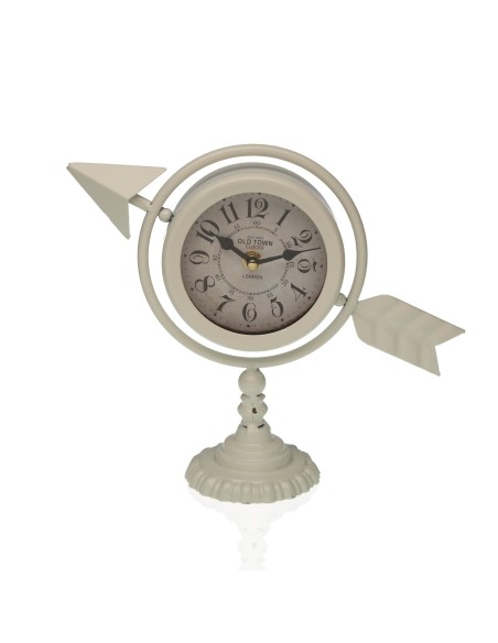 Horloge de table Versa Blanc Flèche pleine Métal (23 x 16 x 8 cm)