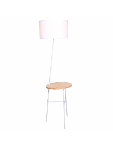 Lampadaire DKD Home Decor Blanc Marron Polyester Métal Pin (40 x 65 x 152 cm)