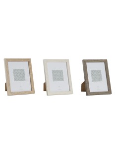 Cadre photo DKD Home Decor Naturel Beige Bois Brun foncé Boho (18 x 2 x 23 cm) (3 Unités)