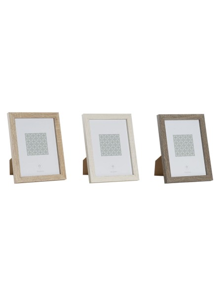 Cadre photo DKD Home Decor Naturel Beige Bois Brun foncé Boho (18 x 2 x 23 cm) (3 Unités)