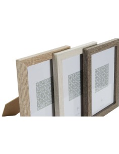 Cadre photo DKD Home Decor Naturel Beige Bois Brun foncé Boho (18 x 2 x 23 cm) (3 Unités) 2