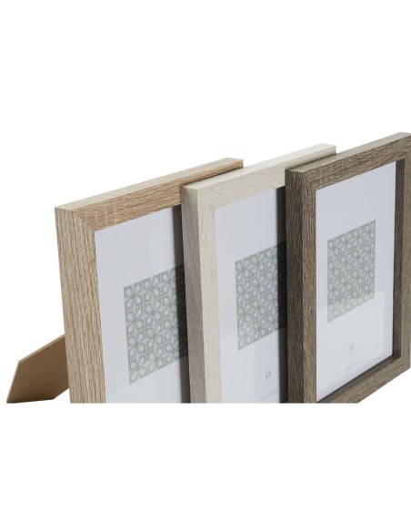 Cadre photo DKD Home Decor Naturel Beige Bois Brun foncé Boho (18 x 2 x 23 cm) (3 Unités)