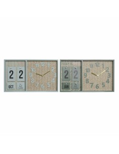 Horloge Murale DKD Home Decor Vert Bois polypropylène Plastique Bois MDF Tropical 40 x 5 x 24 cm (2 Unités)