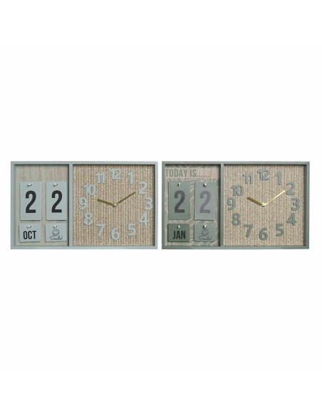 Horloge Murale DKD Home Decor Vert Bois polypropylène Plastique Bois MDF Tropical 40 x 5 x 24 cm (2 Unités)