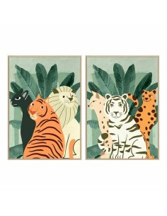 Cadre DKD Home Decor 83 x 4,5 x 123 cm Tropical animaux (2 Unités)