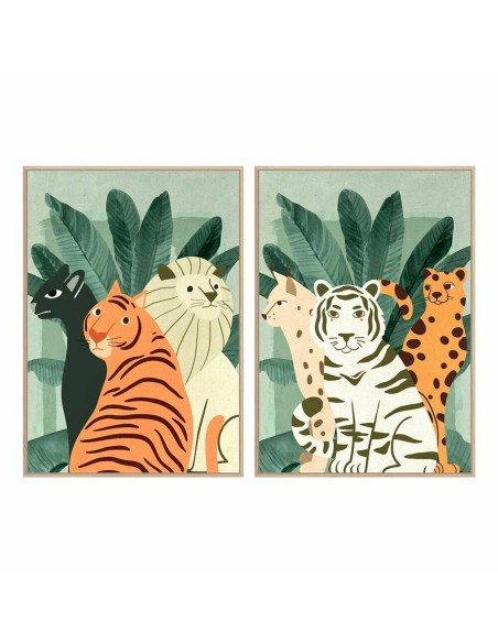Cadre DKD Home Decor 83 x 4,5 x 123 cm Tropical animaux (2 Unités)