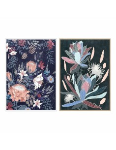 Cadre DKD Home Decor 53 x 4,3 x 73 cm Fleurs Moderne (2 Unités)