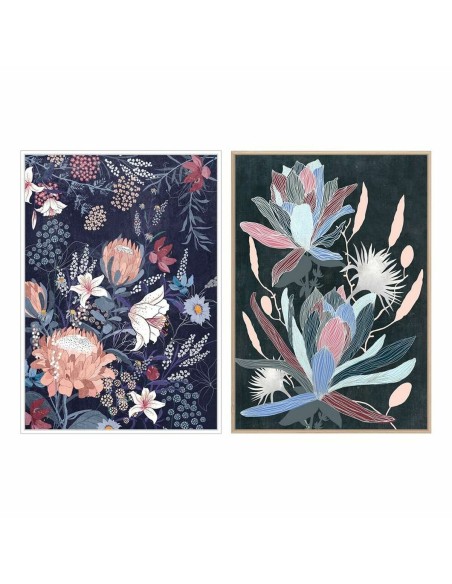 Cadre DKD Home Decor 53 x 4,3 x 73 cm Fleurs Moderne (2 Unités)