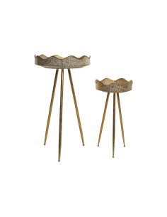 Set de pots de fleurs Home ESPRIT Doré Métal Arabe 46 x 46 x 84,5 cm (2 Pièces)