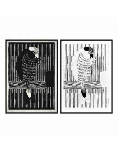 Cadre DKD Home Decor 83 x 4,5 x 123 cm Perroquet Moderne (2 Unités)