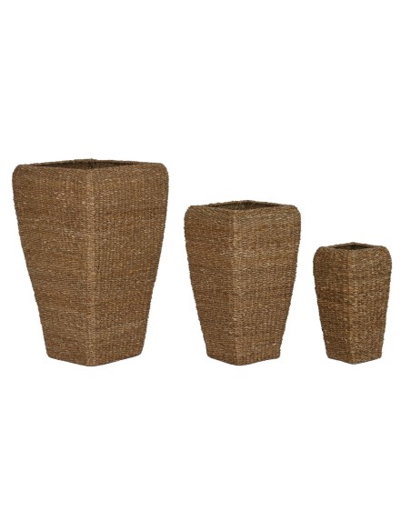 Set de pots de fleurs Home ESPRIT Naturel Métal Fibre naturelle 40 x 40 x 70 cm (3 Pièces)
