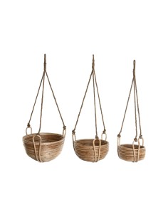 Set de pots de fleurs Home ESPRIT Naturel osier Corde 31 x 31 x 23 cm (3 Pièces)