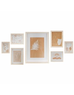 Porte photos mural DKD Home Decor 32,5 x 1,5 x 45 cm Verre Naturel Marron Moderne Bois MDF
