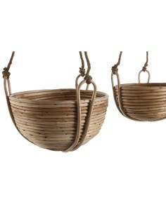 Set de pots de fleurs Home ESPRIT Naturel osier Corde 31 x 31 x 23 cm (3 Pièces) 2