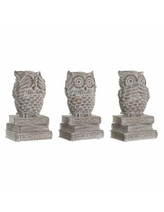 Figurine Décorative DKD Home Decor Blanc Hibou Décapé 11 x 11 x 20 cm (3 Unités)
