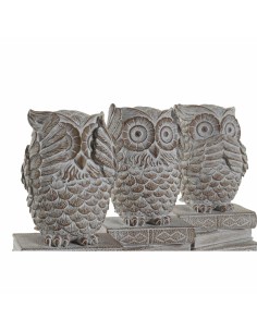 Figurine Décorative DKD Home Decor Blanc Hibou Décapé 11 x 11 x 20 cm (3 Unités) 2