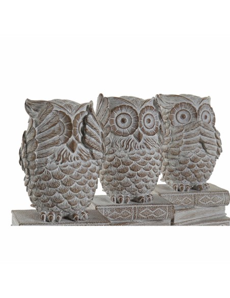 Figurine Décorative DKD Home Decor Blanc Hibou Décapé 11 x 11 x 20 cm (3 Unités)