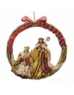 Décorations de Noël DKD Home Decor Rouge Doré Plastique Couronne 50 x 5 x 50 cm