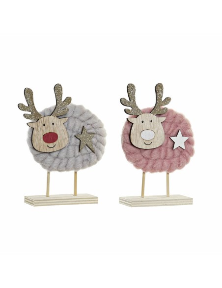 Décorations de Noël DKD Home Decor Polyester Bois (2 pcs) (10 x 4 x 16 cm)