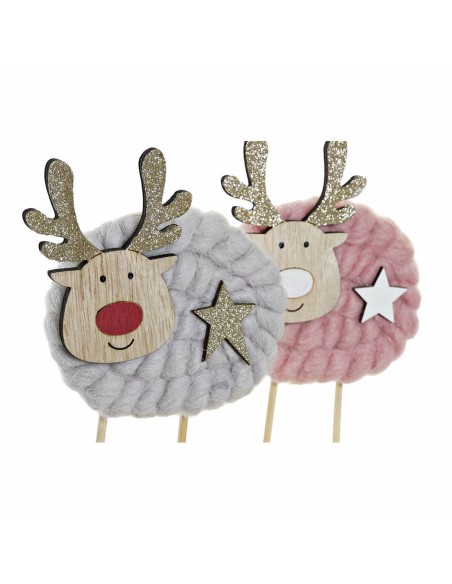 Décorations de Noël DKD Home Decor Polyester Bois (2 pcs) (10 x 4 x 16 cm)