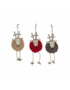Décorations de Noël DKD Home Decor Polyester Bois Renne (3 pcs) (8 x 3 x 26 cm)