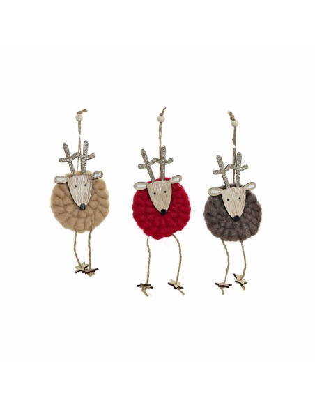 Décorations de Noël DKD Home Decor Polyester Bois Renne (3 pcs) (8 x 3 x 26 cm)