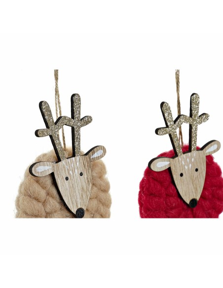 Décorations de Noël DKD Home Decor Polyester Bois Renne (3 pcs) (8 x 3 x 26 cm)