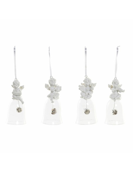 Décorations de Noël DKD Home Decor Résine Verre Ange (4 pcs) (5 x 5 x 10.5 cm)