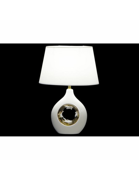 Lampe de bureau DKD Home Decor Blanc Argent Polyester Porcelaine 220 V Doré 50 W (2 pcs) (31 x 21 x 45 cm)