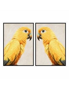 Cadre DKD Home Decor Perroquet Tropical (103 x 4,2 x 143 cm) (2 Unités)