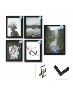 Cadre photo DKD Home Decor Multiple 23 x 2 x 28 cm Noir Moderne Bois MDF