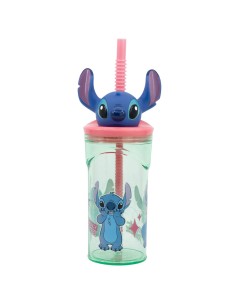 Verre avec Paille Stitch Flowers 3D 360 ml