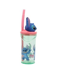 Verre avec Paille Stitch Flowers 3D 360 ml 2