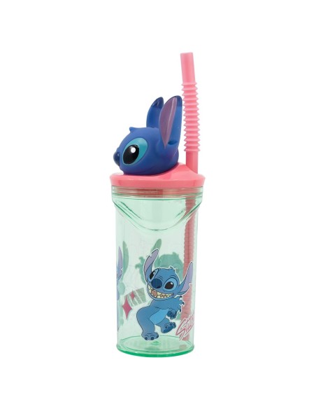 Verre avec Paille Stitch Flowers 3D 360 ml