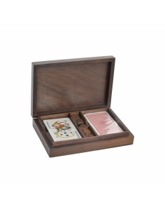 Jeux de cartes DKD Home Decor Sheesham Doré Brun foncé 18 x 12 x 4 cm