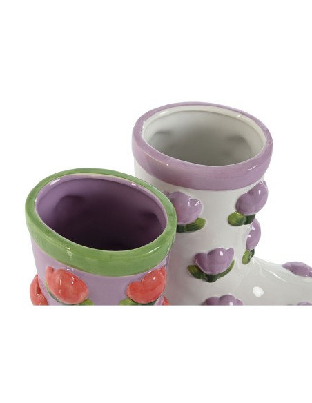 Cache-pot Home ESPRIT Blanc Lila Dolomite Botte 21 x 11 x 22 cm (2 Unités)