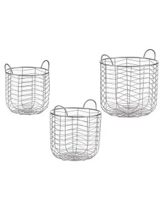 Lot de paniers Argenté Métal (3 pcs)