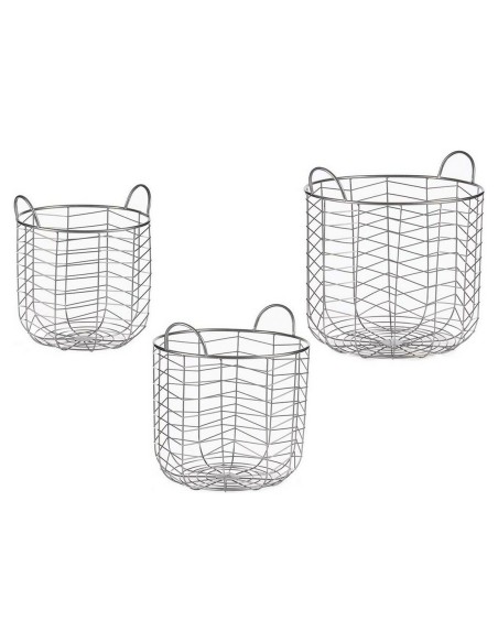 Lot de paniers Argenté Métal (3 pcs)