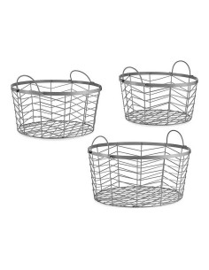Lot de paniers Argenté Métal 40 x 18 x 40 cm (3 pcs)