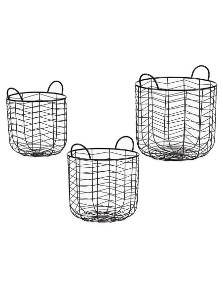 Lot de paniers Noir Métal (3 pcs)