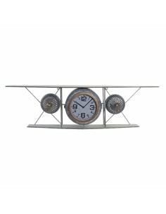 Horloge Murale DKD Home Decor Verre Fer Avion Bois MDF Gris foncé (120 x 21 x 33.5 cm)