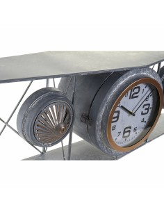 Horloge Murale DKD Home Decor Verre Fer Avion Bois MDF Gris foncé (120 x 21 x 33.5 cm) 2
