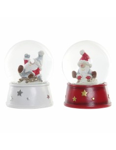 Boule de Noël DKD Home Decor Résine Verre Père Noël (2 pcs) (9.5 x 9.5 x 13.5 cm)