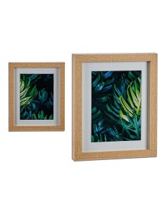 Cadre Feuille d'une plante Vert Marron verre Contre-plaqué 23 x 3 x 28 cm