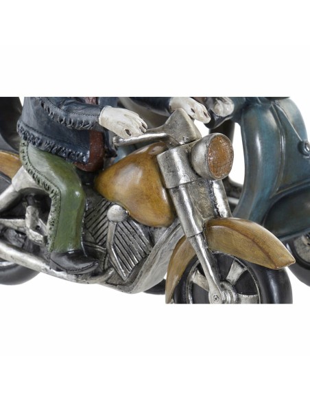 Figurine Décorative DKD Home Decor 27 x 10 x 24 cm Rouge Bleu Moto Jaune Vintage Chien (2 Unités)