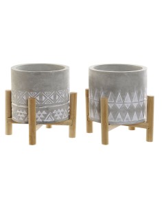 Bougie DKD Home Decor Gris Bois Marron Ciment Aluminium Cire (10 x 10 x 12 cm) (2 Unités)