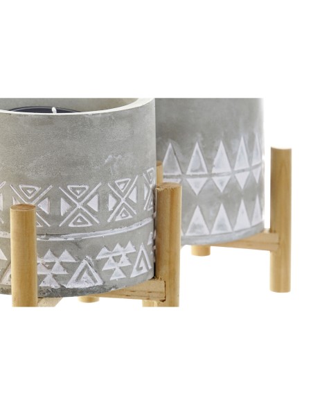 Bougie DKD Home Decor Gris Bois Marron Ciment Aluminium Cire (10 x 10 x 12 cm) (2 Unités)