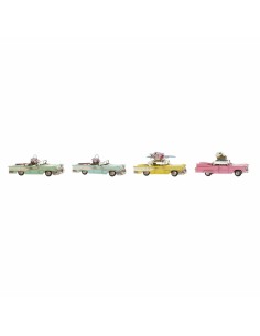 Figurine Décorative DKD Home Decor Jaune Bleu Vert Rose Voiture Vintage 25,8 x 10,5 x 9,5 cm (4 Unités) (4 Pièces)