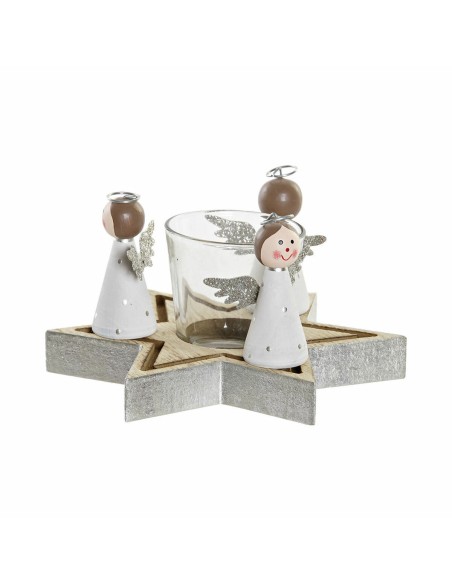 Bougeoirs de Noël DKD Home Decor Verre Bois (17 x 17 x 9 cm)