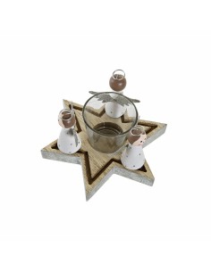 Bougeoirs de Noël DKD Home Decor Verre Bois (17 x 17 x 9 cm) 2